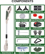 Electric Weed Wacker Cordless, Brushless Grass Trimmer with 21V 4.0Ah Batteries and Charger, 4 Types of Blades String Trimmer, Weed Eater Battery Powered with Shoulder Strap, Lawn Edger Tool