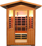 Outdoor Sauna 2 Person Sauna Outdoor Infrared Sauna 2-Person for Home 1800w Outdoor Saunas for Home Canadian Hemlock and Red Cedar Wood Sauna Outdoor Two Person Far Infrared Sauna Low EMF for Backyard