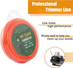 WOTIAN 080 Square Twisted Trimmer line 0.080-Inches Weed Eater String 328-Foot Square Twist Weed Wacker String of Nylon Compatible with Stihl Echo Universal Grass Cordless Electric Trimmer,Orange