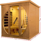 Far Infrared Wooden Sauna, Luxurious Canadian Hemlock Sauna with 2 Oversize Recliners, 220V, 3400 W, 9 Heating Element, Bluetooth Speakers, 7 Color Light, Oxygen Bar-Fast Delivery
