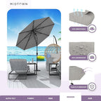 Midtown Umbrellas Sunbrella Umbrella 9 Feet Outdoor Umbrella With Cast Slate Acrylic Fabric - Auto-Tilt Aluminum Frame Patio Umbrella For Backyard, Deck, Garden, Pool - Black Pole