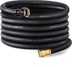 Garden Hose 5/8" x 50ft - Heavy Duty Rubber Water Hose 600 PSI Burst Pressure, No Kink & Durable Flexible Hose for Yard, Car Wash, Pets Black