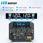 5000W Power Inverter 12V to 110V/120V DC to AC with LCD Display, Remote Controller and 4 x AC Outlets Car Adapter for Car Truck Boat RV Off Grid Solar System