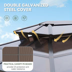 Aoxun Grill Gazebo 8 x 5FT, Aluminum BBQ Gazebo with Double Polycarbonate Top, Grill Canopy Hardtop with Shelves for Lawn, Patio, Garden