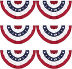 3 x 6 Ft American Pleated Fan Flag, USA Patriotic Half Fan Bunting Flag, 4th of July Decorations Flags (Set of 6)