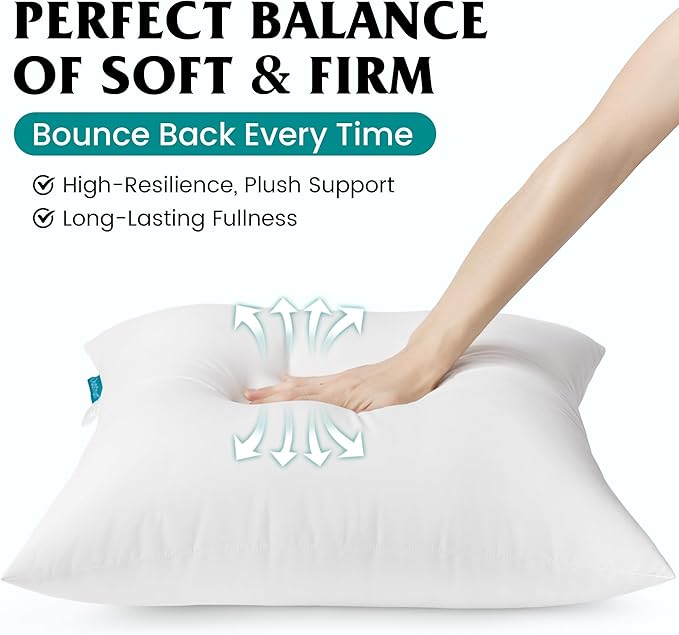 Oubonun 18x18 Waterproof Outdoor Pillow Inserts – Set of 2 Soft & Fluffy, Water Resistant Throw Pillows for Patio, Garden, Porch, or Indoor Decorative