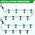 50FT Drip Irrigation System, 2025 Quick Connector Garden Irrigation System, Adjustable Nozzle, Garden Watering System with 1/4 '' Pipe, Garden, Vegetable, Greenhouse, Lawn Sprinkler