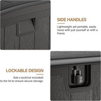 JEKO&JEKO 110 Gallon Outdoor Storage Box – Large Plastic Deck Box with Lockable Lid for Patio Furniture, Garden Supplies, and Shoes, Black