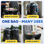 64-65 Gallon Trash Bags Heavy Duty with Flap Ties Extra Large Garbage Bags 2 Mil Outdoor Trash Bags 43 x 49 Trash Can Liners, Black Pack of 20