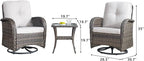 HUMMUH 5-Piece Patio Furniture Wicker Outdoor Conversation Set,All-Weather Rattan Swivel Chairs Bistro Set with Loveseat Coffee Table for Backyard,Poolside,Deck(Brown/Beige)