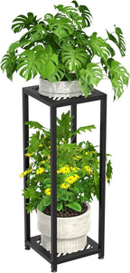 TOSKING Tall Plant Stand Indoor – 2-Tier Modern Metal Shelf, 30" Height & 200 LBS Capacity, Heavy Duty for Living Room, Balcony, Garden (Black)