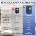Portable Steam Sauna Tent for Home – Dual Mode Standing/Sitting Sauna Box with 9-Level Temperature Control (95-140°F), 3L Steamer & Wireless Remote, Large Size 72 Auto Shut-Off