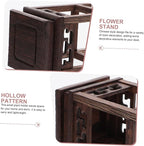 HOMSFOU Antique Chinese Decor Wood Flower Display Stand Vase Holder Decor Plant Pot Stand