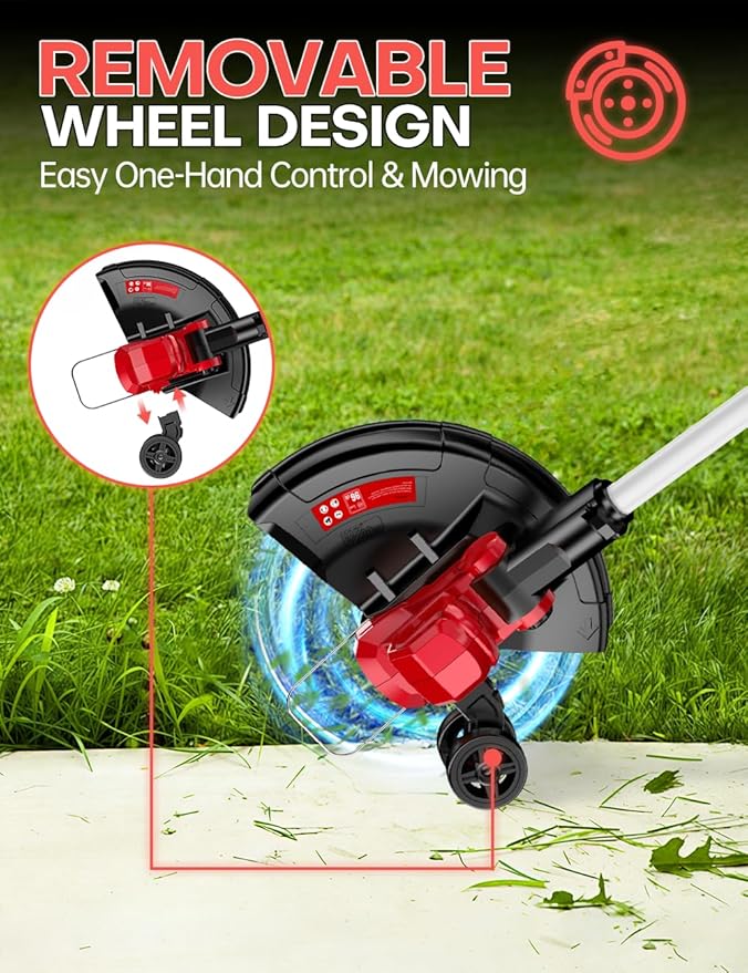 Cordless Weed Wacker, for Milwaukee M18 Battery, 3 IN 1 Battery Powered Weed Eater & Edger & Mower with Auto Line Feed, 20000 RPM 12 Inch Brushless Grass Trimmer, 6 Line Spools String Trimmer for Lawn