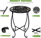15" Tall Metal Plant Stand, 8" Wide Round Plant Stand for Flower Pot Rustproof Iron Plant Holder for Indoor Outdoor Use, Easy Assemble Flower Stand for Home Garden Display Greenery (Round 2pcs)