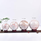 JIC Gem Extra Large Pink Agate Crystal Sphere,Decorative Crystal Ball Pink Gemstone Sphere for Meditation,Office Table Decorations 120-130mm