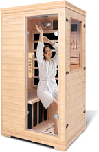 Far Infrared Sauna for 1 Person - 1050W Fast Heating, Canadian Hemlock Wood Home Sauna with Bluetooth Speaker, Chromotherapy & Oxygen Ionizer Easy Assembly Indoor Sauna for Relaxation, Detox, Home Gym
