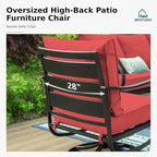 MFSTUDIO Metal Patio Conversation Sets, Outdoor Furniture Sofas Set of 2, 2 Pieces Durable Steel Frame Patio Swivel Chairs with 5.8" Burgundy Red Cushions for Patio Garden Backyard Balcony