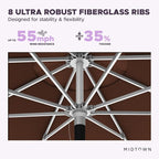Midtown Umbrellas Push Pop Sunbrella Umbrella 9 Feet Outdoor Umbrella in Bay Brown - Patio Umbrella, Backyard Umbrella, Garden Umbrella, Picnic Table Umbrella & Pool Umbrella - Black Pole