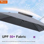 PURPLE LEAF Patio Umbrella with Base Included 9' X 12' Cantilever Outdoor Double Top Large Rectangle Umbrella Heavy Duty 360° Rotation Offset Hanging Umbrella for Garden Deck Pool Backyard Cast Slate