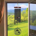 Personalized Customize Name Fantasy Mushroom Wonderland Wind Chime, Metal Iron 37 Inch Outdoor Memorial Gift for Garden Yard Patio Home Decor, Black (Style I)