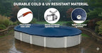 Premium Winter Pool Cover for Above Ground Oval Pool, 10' x 15' Ft., Aboveground Pools Winter Cover, Includes W & Cable, Strength & Durability, UV Protection, Solid Blue