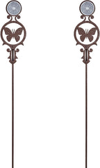 Touch of Class Pathways Reflective Driveway Marker Stake Set of Two for Outdoor Use | Butterfly Emblem Design | Personalized Tall Reflector Set of 2 | Weathered Bronze Durable Finish
