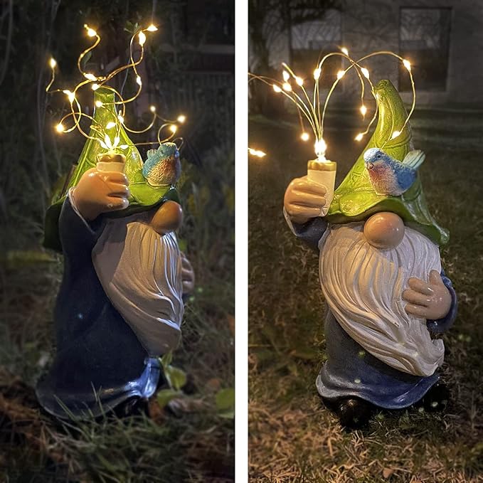 Garden Gnomes with Firework Solar Light Garden Decor for Outside, Outdoor Statues,Knomes Decor Outdoor for Yard Patio Lawn,Gnomes Gifts Decorations, Naughty Funny Gnomes (Firework Gnome)