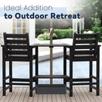 Tall Adirondack Chairs Set of 2, All Weather HDPE Poly Bar Height Balcony Adirondack Chair with Removable Double Connecting Trays, Outdoor Adirondack Barstools for Deck, Patio, Yard, Pool, Lawn