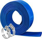 Eastrans 1 IN x 50 FT Pool Backwash Hose, Heavy Duty Flat Discharge Hose, Weather and Burst Resistant, Best Hose for Inground Pools, Filter & Drain Hose