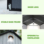 9×7 FT Outdoor Storage Shed, Large Backyard Sheds with Door, All-Weather Plastic Shed with Window, Vents, for Backyard, Patio, Lawn (9×7 FT)