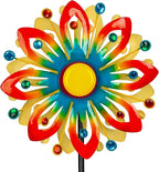 Soalr Wind Spinners -60.63 Inch Outdoor Metal Stake Yard Wind Sculptures, Solar Powered Multi-Color LED Glass Ball with Kinetic Wind Spinner Windmills for Outdoor Lawn & Garden Decoration