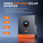 PowMr 5000W Solar Inverter 48V to 120V, Pure Sine Wave Power Inverter 5000W Built-in 80A MPPT Controller, Max.PV Input 5500W,500V,22A, Work with 48V Lead Acid and Lithium Batteries