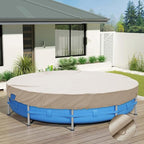 ECOOPTS 11 ft Waterproof Round Polyester Pool Cover for Above Ground Pools, Swimming Pool Cover Protector Winter Safety Cover (Beige)