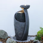 Vase Outdoor Water Fountain, 31.4''H Jar Waterfall Fountain with Warm LED Lights&Durable Pump for Yard, Porches, Home Décor,Garden,Office