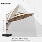 PURPLE LEAF 10ft Solar powered LED Patio Umbrella Outdoor Round Umbrellas Large Cantilever Umbrella with LED lights Windproof Offset Umbrellas Heavy Duty for Garden Deck Pool Patio, Beige