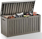 EasyUp 81 Gallon Deck Boxes Waterproof, Outdoor Large Storage Boxes with Lids, Outside Resin Storage Box & Deck Boxes for Patio, Garden Use(Black)