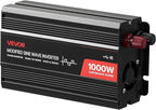 VEVOR 1000W Power Inverter, 12V DC to 120V AC Modified Sine Wave Inverter, Car Charger Converter with USB & Type-C Port, 2 AC Outlets, LED Indicator Light, Ideal for RV, Truck Outdoor Camping