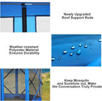 COBlZl Pop Up Gazebo 12x12 Screen House Tent for Camping, Outdoor Instant Stargazing Gazebo Canopy with Awning 2.0, Portable Hub Tent with Mosquito Netting, Pavilion for Backyard,Blue