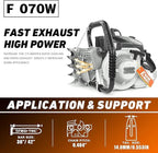 FARMMAC F070W Gas Chainsaw with 36 Inch Alloy Solid Bar, 105cc 2-Cycle Gasoline Power Chain Saws, 4.8KW 6.5HP Power Chain Saw for Milling Work, All Parts Compatible with MS070 090