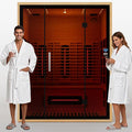 Full Spectrum Infrared Sauna for 3 Person, Upgraded WiFi Control Indoor Canadian Hemlock Wood Home Spa Saunas with Red Light Therapy, Speaker, Oxygen bar, Reading & 7-Color Starry Light, 2100W, 220V