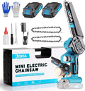 Mini Chainsaw, 6 inch Mini Chainsaw Cordless, Small Hand held Electric Power Chain Saw 2 Battery Powered Operated, Household and Garden for Tree Trimming Wood Cutting, Gifts for Father Husband Men