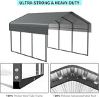 Heavy Duty Metal Carport, 10x15 Ft, Galvanized Steel Roof with Enhanced Base, Outdoor Car Shelter for Vehicles and Storage