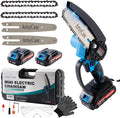 ArtsyCase Mini Chainsaw 6-inch Cordless, Portable chainsaws, Small Handheld Chain Saw for Tree Trimmer, Wood and Bamboo Cutting, Chain saws Gifts for Husband, Dad(2 Batteries+ 2 Chains+ 2 Bars)