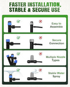 Breeze Touch 230ft Quick-Connect Drip Irrigation System, Automatic Garden Watering System with 1/2" & 1/4" Fast-Lock Tubing - Adjustable Nozzles & Sprinklers for Garden,Greenhouse, Lawn,Potted Plants