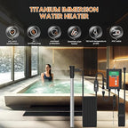 3500W 240V Titanium Fully Submersible Portable Electric Immersion Large Pool Water Heater Waterproof Hot Tub Heater with LCD Thermostat & GFCI Plug, for Swimming Pool, Bathtub, Baptistry, Bucket (OG)