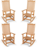 Outdoor Rocking Chairs Set of 4, Oversized All Weather High Back Porch Rocker, Patio Rockers for Outside