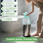 Small Bathroom Trash Bags 4 Gallon - 4 Gal Mini Garbage Bags Green 15 Liter 100 Count Unscented Biodegradable Compostable Waste Basket Kitchen Office Liners Strong Thick Bulk Heihaily