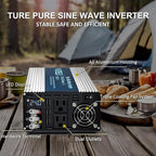 WZRELB 4000W Pure Sine Wave Inverter 24V DC to 110V 120V AC Power Converter with LED Display, Hardwire Terminal,Off-Grid Portable Power Inverter with Dual AC Outlets for Home, RV, Truck, Camping