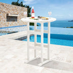 Sundale Outdoor Adirondack Round Bar Table, 39 Inch Height Patio Large Pub Table for 4, All Weather HDPE High Top Bistro Counter Tabl for Outside Deck Porch Balcony Poolside (White)